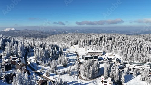 Aerial video of ski resort Jahorina in Bosnia and Herzegovina