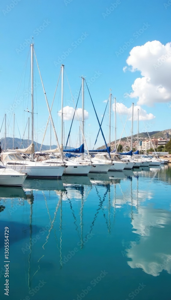 Sailing boats at Marina port Palma de Mallorca, sunny, sail Sailing boats at Marina port Palma de Mallorca, sunny, sail