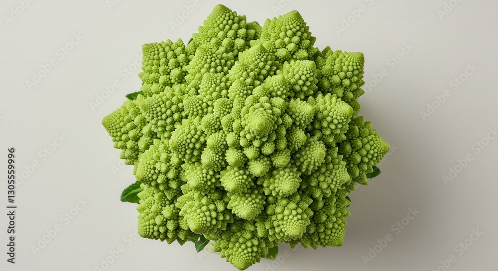 Close-up of Fresh Green Romanesco Broccoli on White Background Close-up of Fresh Green Romanesco Broccoli on White Background