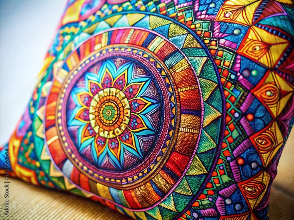 Fototapeta premium Macro Close-up of Modern Geometric Pillow Art Design