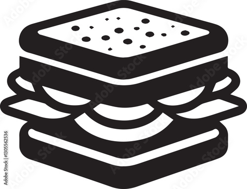 Sandwich icon with square bread and filling vector illustration