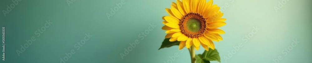Fototapeta premium Round background with a large sunflower in a vase, sunflower, fresh flowers