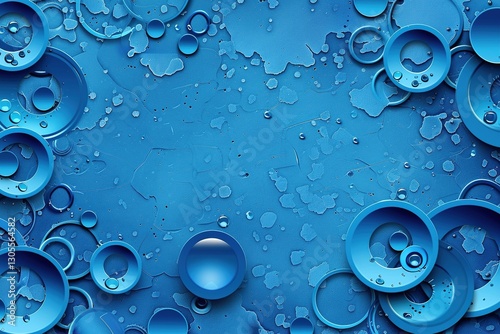Abstract graphic design with circular blue shapes and textured background.