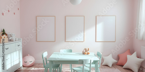 Minimalist Scandinavian Children's Room with Soft Pastel Decor