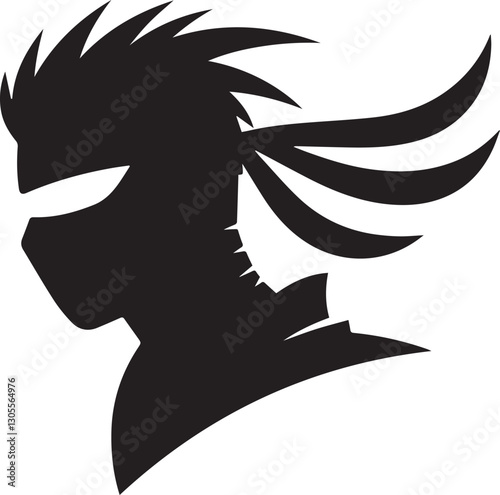 Ninja warrior design in black and white minimalist vector illustration
