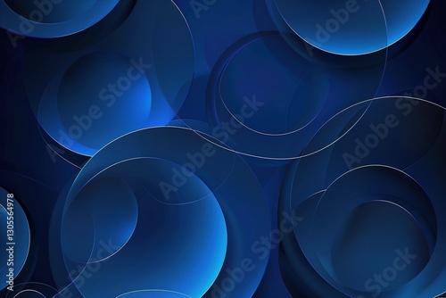 Abstract blue circular shapes with gradient lighting and smooth textures