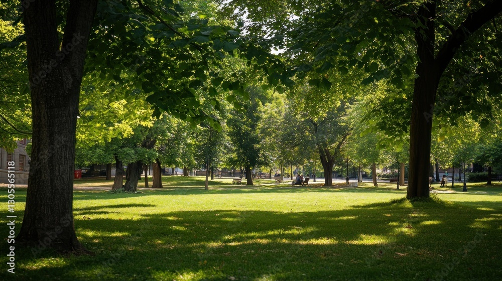 Bright Sunny Day Light Shines Through Lush Green Trees Bright Sunny Day Light Shines Through Lush Green Trees