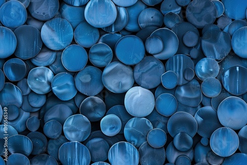 Abstract arrangement of blue circular shapes creating geometric visual texture