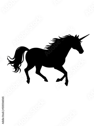 Unicorn illustration icon, black silhouette vector