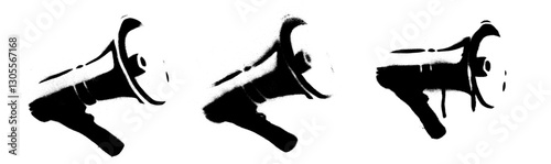 Megaphone Graffiti Stencil Spray Paint Icon Vector Set