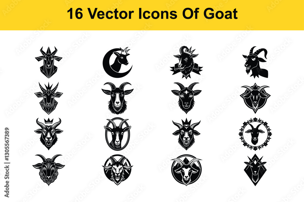 Fototapeta premium set of goat icons