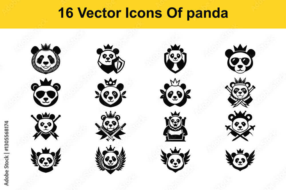 Fototapeta premium set of panda icons