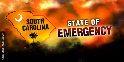 Fotografia Emergency declare in South Carolina wildfre background