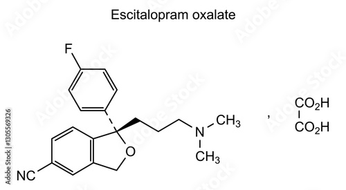 Chemical structure of escitalopram oxalate, drug substance