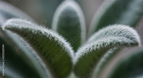 Wallpaper Mural Close-up of Fuzzy Green Plant Leaves with Delicate White Hairs Torontodigital.ca