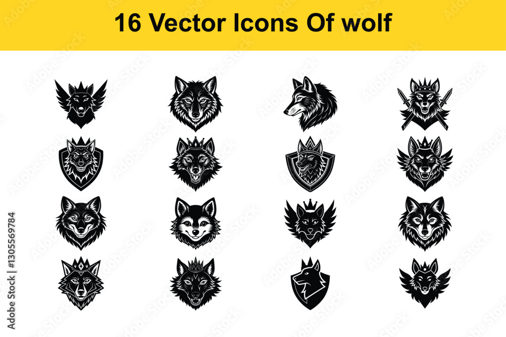 Fototapeta premium set of wolf icons 
