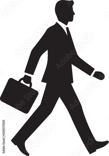 Silhouette of businessman running with briefcase to catch the deadline
