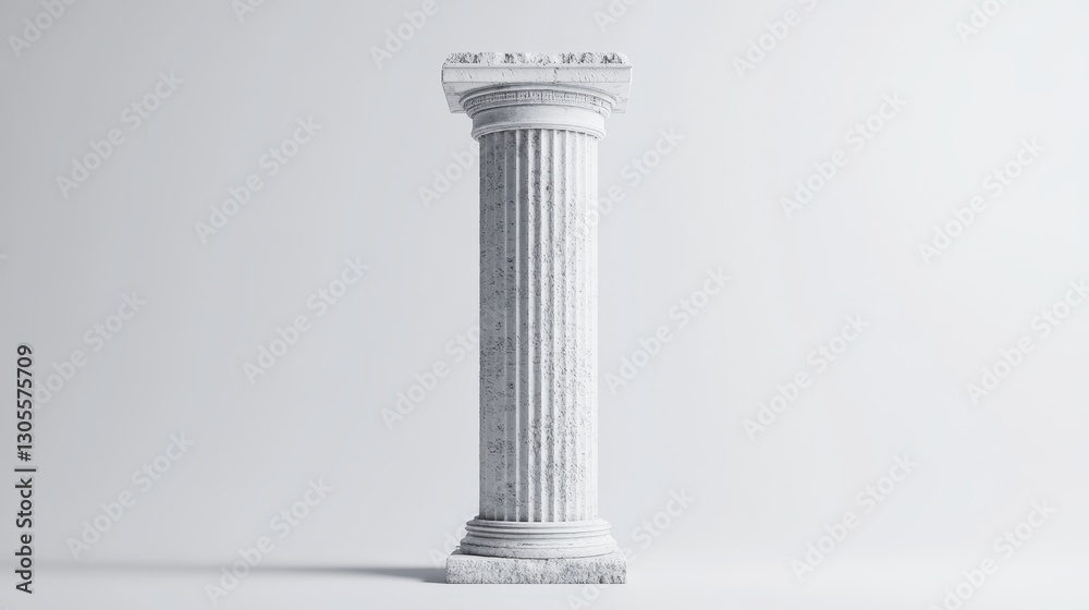 A solitary Greek pillar stands majestically on a plain white backdrop. A solitary Greek pillar stands majestically on a plain white backdrop.