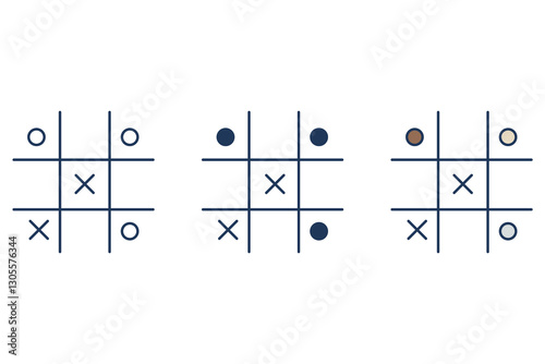 tic tac toe  icons isolated on White Background. Flat style design
