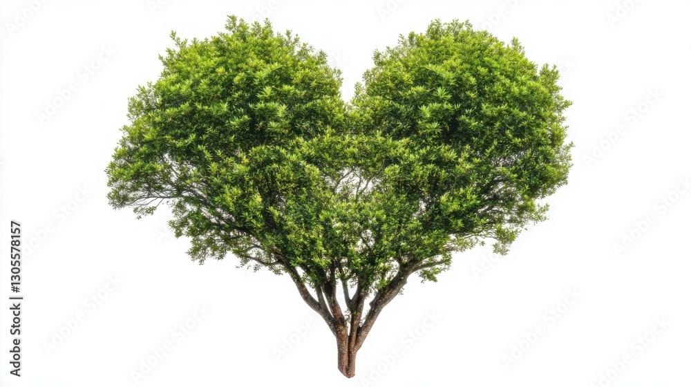 Fototapeta premium Green natural tree heart shaped isolated on white background