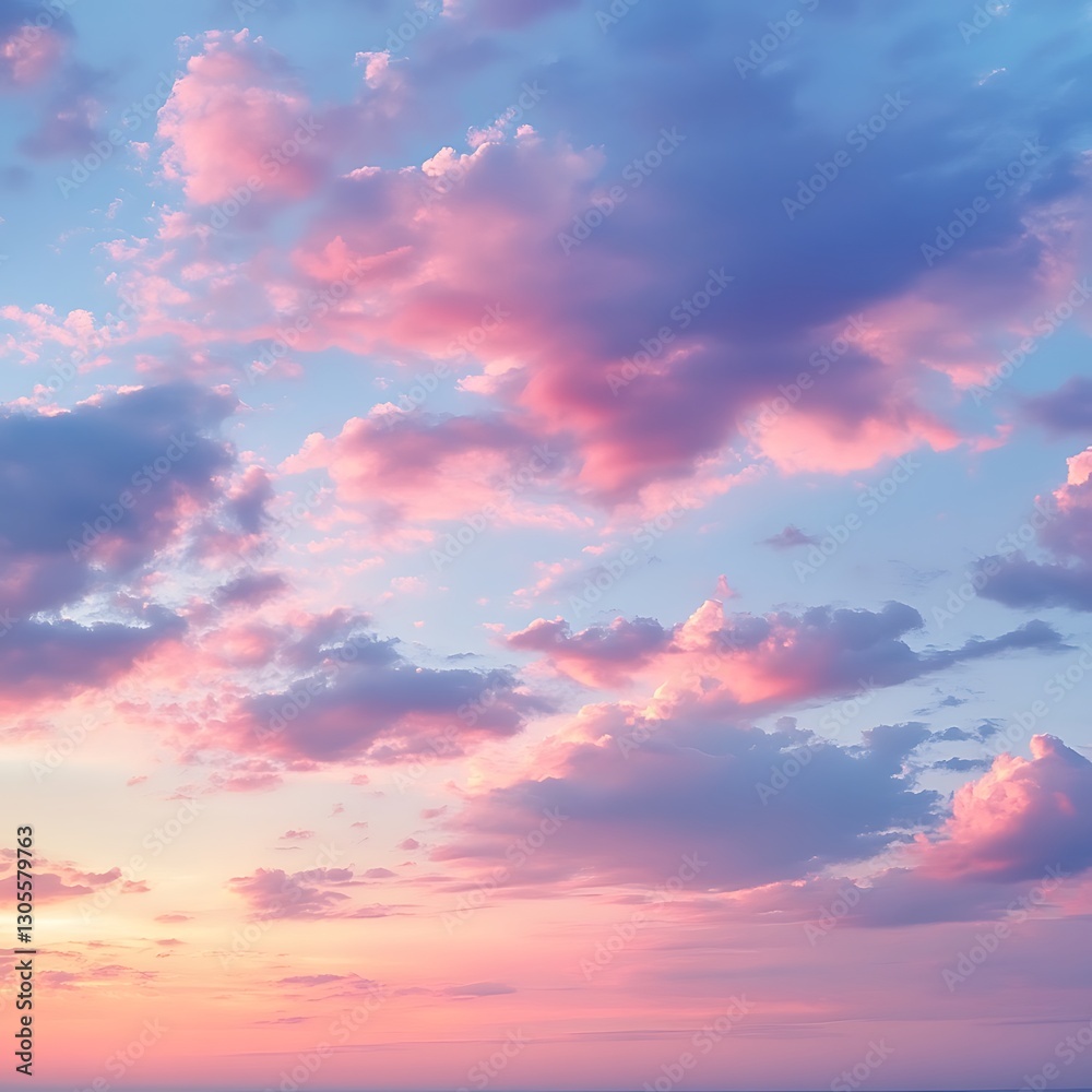 Obraz premium Beautiful pink and purple clouds fill the sky with beauty