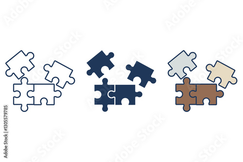 puzzle icons isolated on White Background. Flat style design