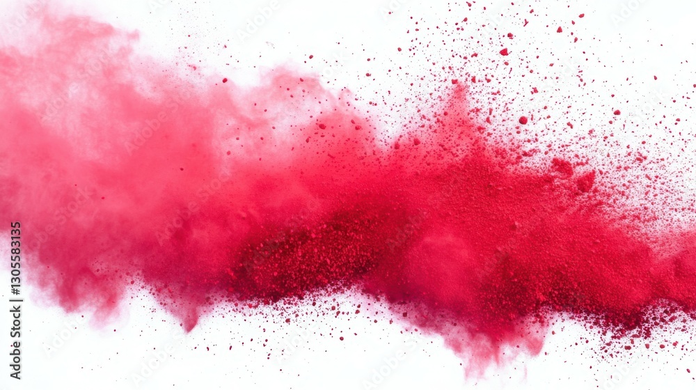 bright red holi paint color powder festival explosion isolated white background. industrial print concept background bright red holi paint color powder festival explosion isolated white background. industrial print concept background