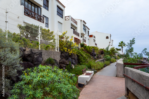 Vintage white houses in Acantilados de Los Gigantes, Santa Cruz de Tenerife, Spain	
 photo