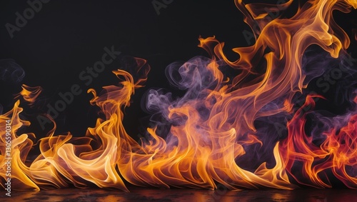 Wallpaper Mural Fiery Abstract Flames on Dark Background. Torontodigital.ca