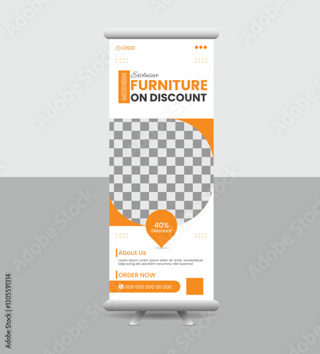modern roll up or pop up banner template design with minimal layout for furniture, travel, corporate, fashion business