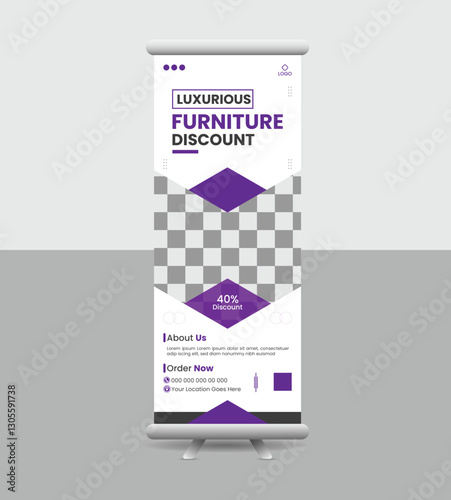 modern and attractive furniture, travel, corporate, fashion roll up or pop up banner design for advertising