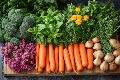 Garden to table. Fresh garden herbs.