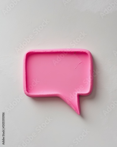 Pink speech bubble plasticine in a textured rectangular shape with a pointed tip