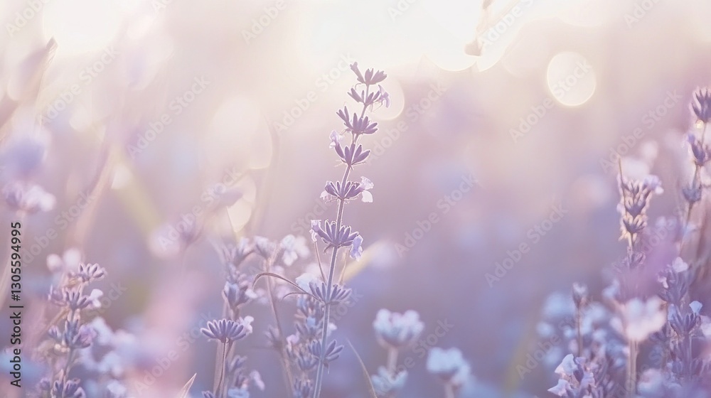 Beautiful lavender flowers and bokeh in a soft light display Beautiful lavender flowers and bokeh in a soft light display