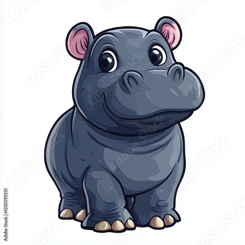 Stylish Illustration of a Single Pygmy Hippopotamus with a Friendly Expression on a Clean White Background photo