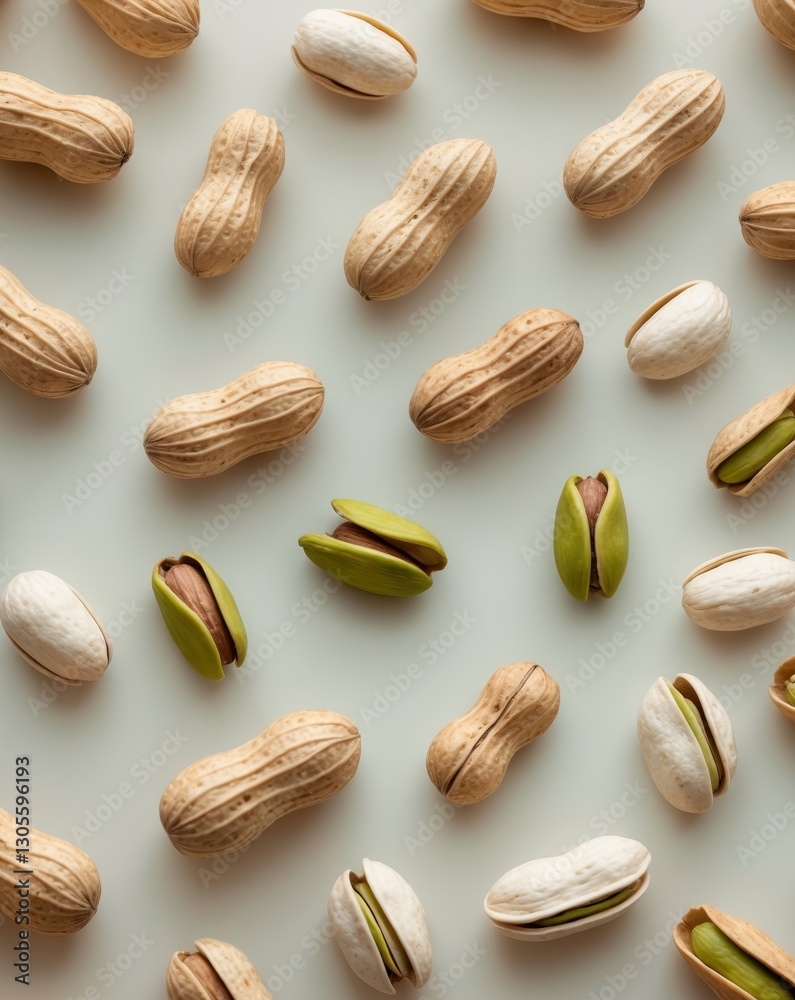 Obraz premium Peanuts and pistachios both in shell and shelled offer a healthy and satisfying snack.