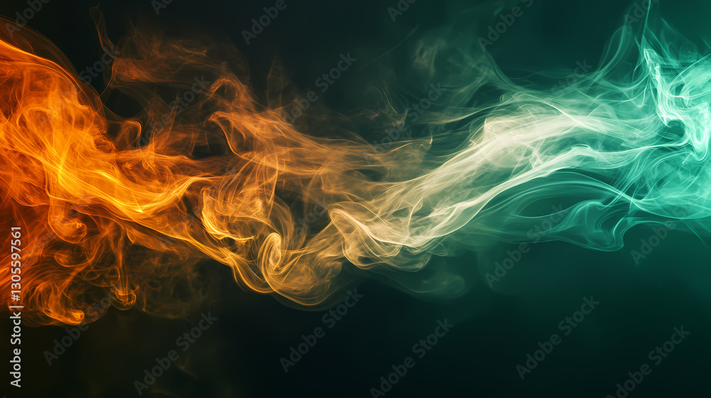 Fototapeta premium abstract green orange smoke