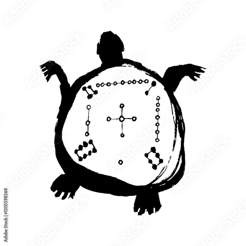 Lo Shu Turtle drawing, black and white, Feng Shui