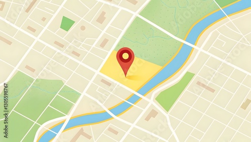 A generic city map with a pin