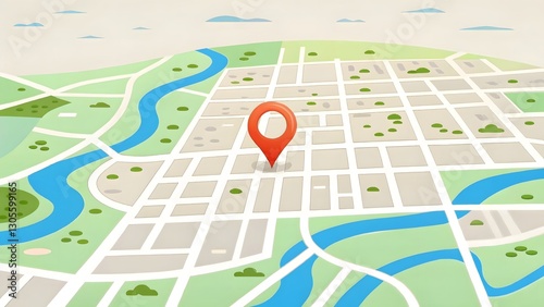 A generic city map with a pin