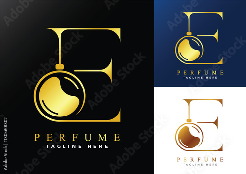 Letter E luxury Perfume logo design template