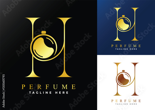 Letter H luxury Perfume logo design template