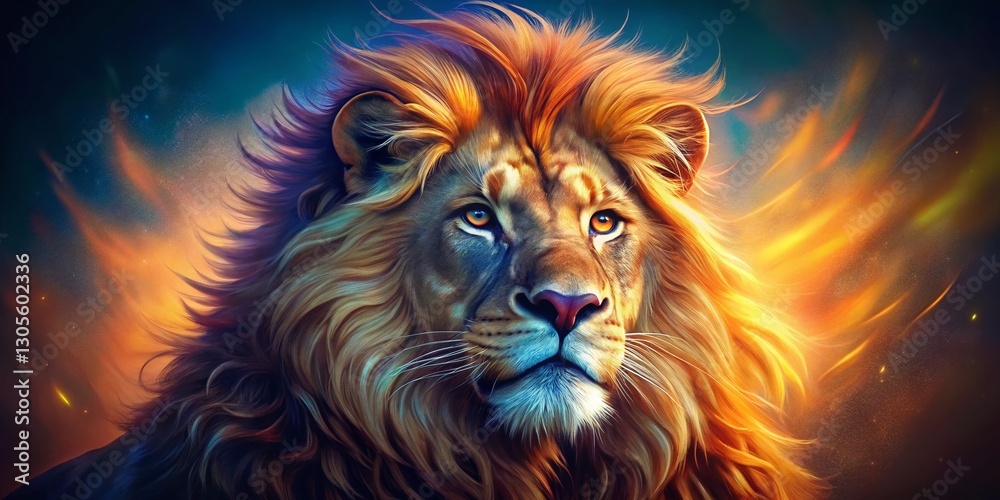 Fototapeta premium Majestic Lion King Portrait: Powerful Animal Face Close-Up