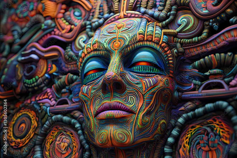Surreal Psychedelic Goddess with Eyes Closed, Immersed in a Cosmic Trance, Featuring Vivid Neural Patterns, Biomechanical Textures, Sacred Geometry, and Hypnotic DMT Visionary Aesthetics. Surreal Psychedelic Goddess with Eyes Closed, Immersed in a Cosmic Trance, Featuring Vivid Neural Patterns, Biomechanical Textures, Sacred Geometry, and Hypnotic DMT Visionary Aesthetics.