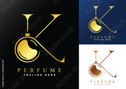 Letter K luxury Perfume logo design template