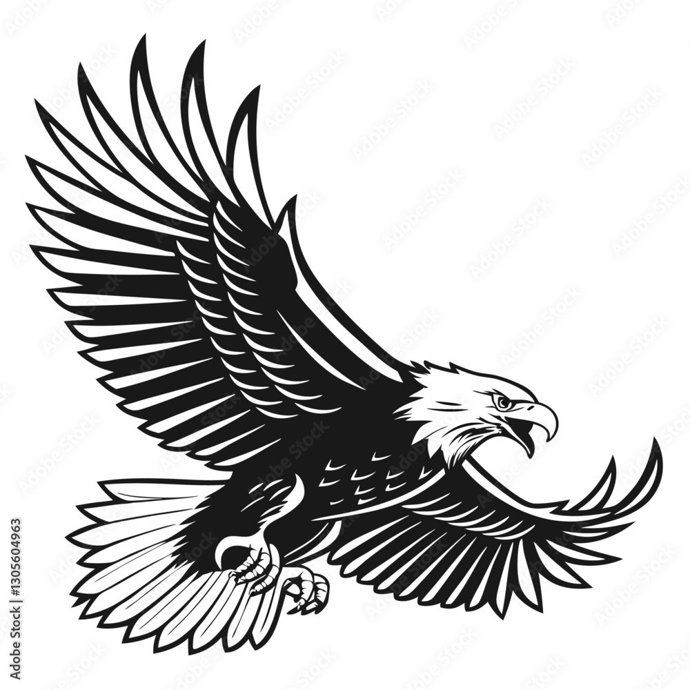Obraz premium Eagle vector illustration with wings spread in flight