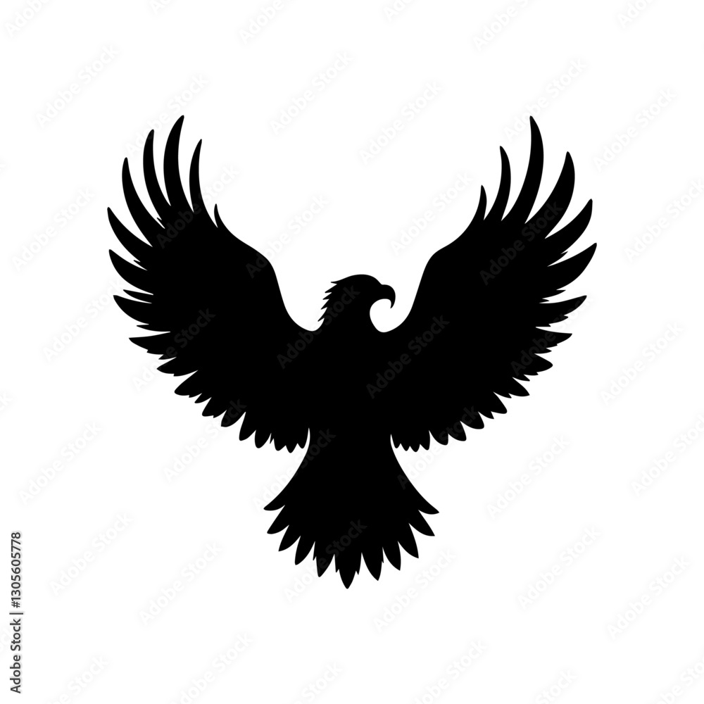 Obraz premium Eagle flying with wings in a tribal-style silhouette