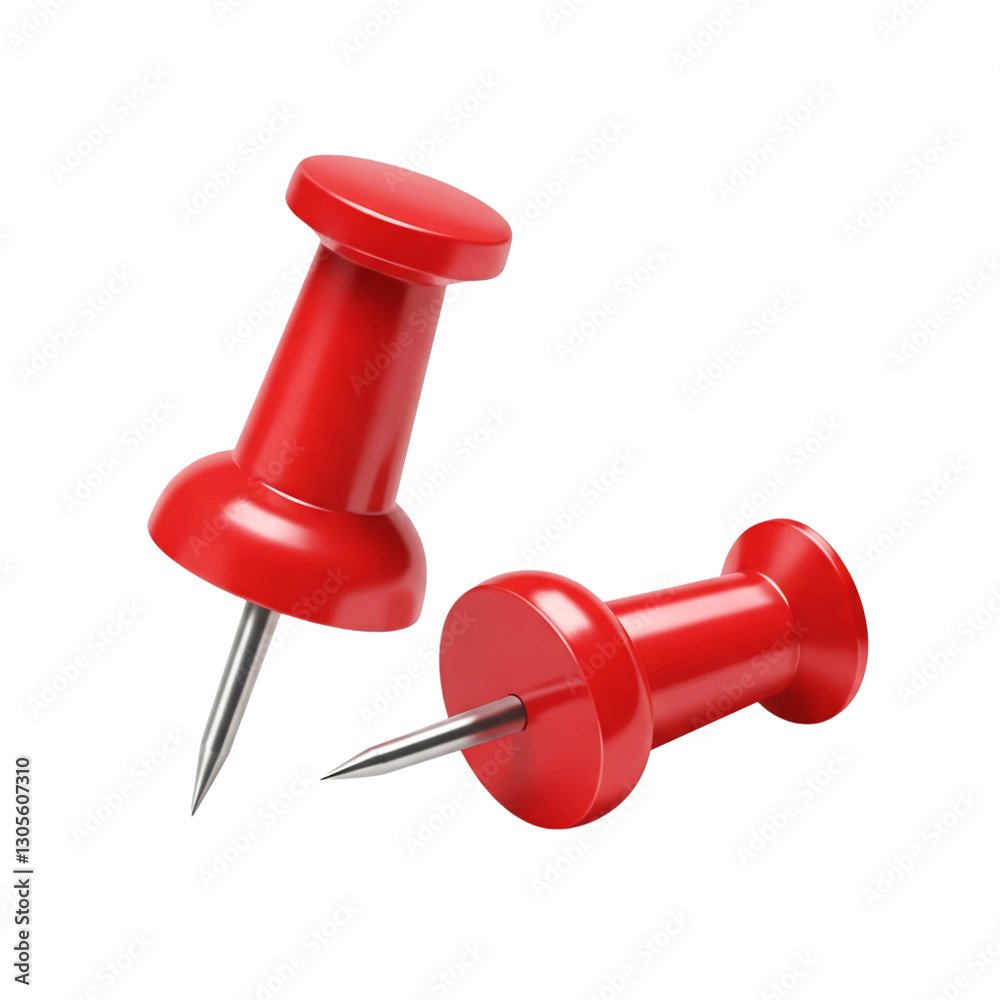 Close-up of red push pins on transparent background, ideal for office and school supply visuals. Perfect for presentations, ads, and educational content Close-up of red push pins on transparent background, ideal for office and school supply visuals. Perfect for presentations, ads, and educational content