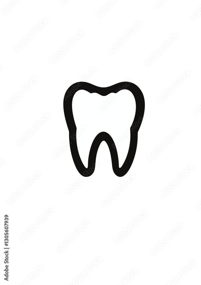 Vector tooth, dental symbol, in monochrome style, copy space Vector tooth, dental symbol, in monochrome style, copy space