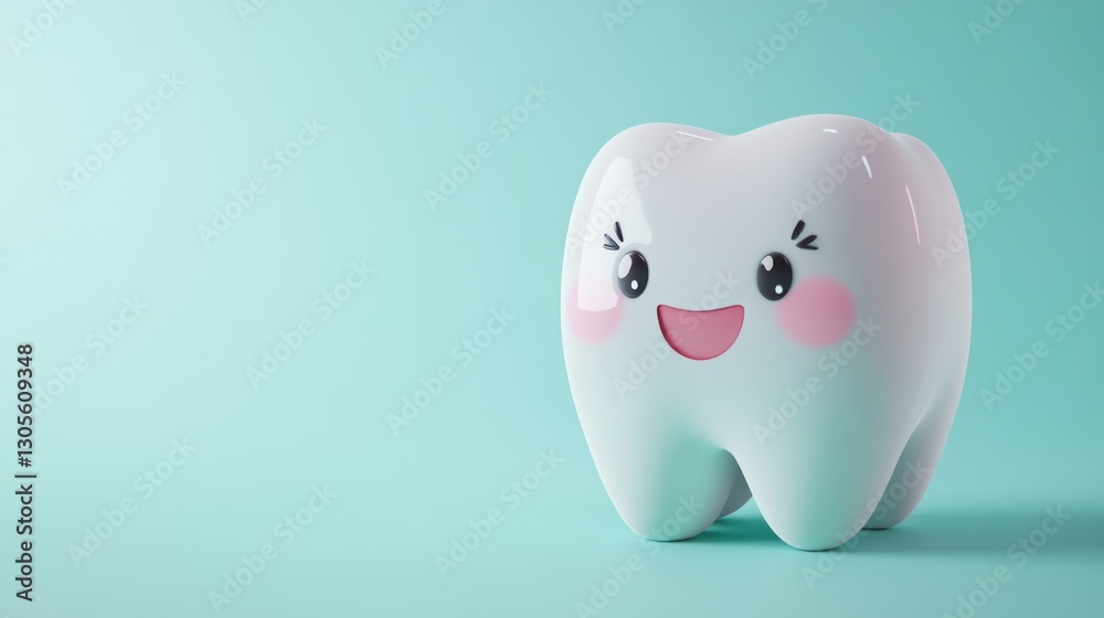 Cute cartoon tooth on mint green background Cute cartoon tooth on mint green background